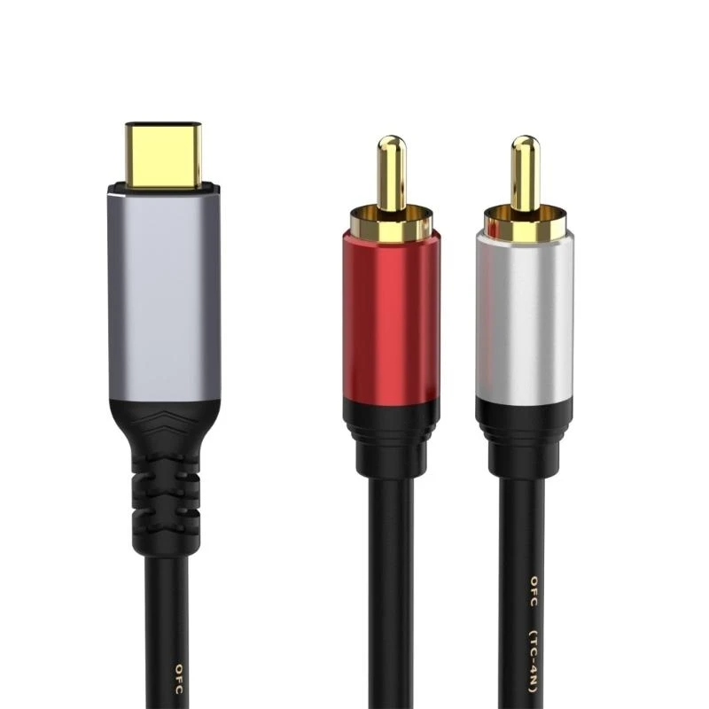 B2EF Typ C bis 2RCA Männliches Soundkabel USB C bis 2RCA -Kabel für HiFi -Soundsystem