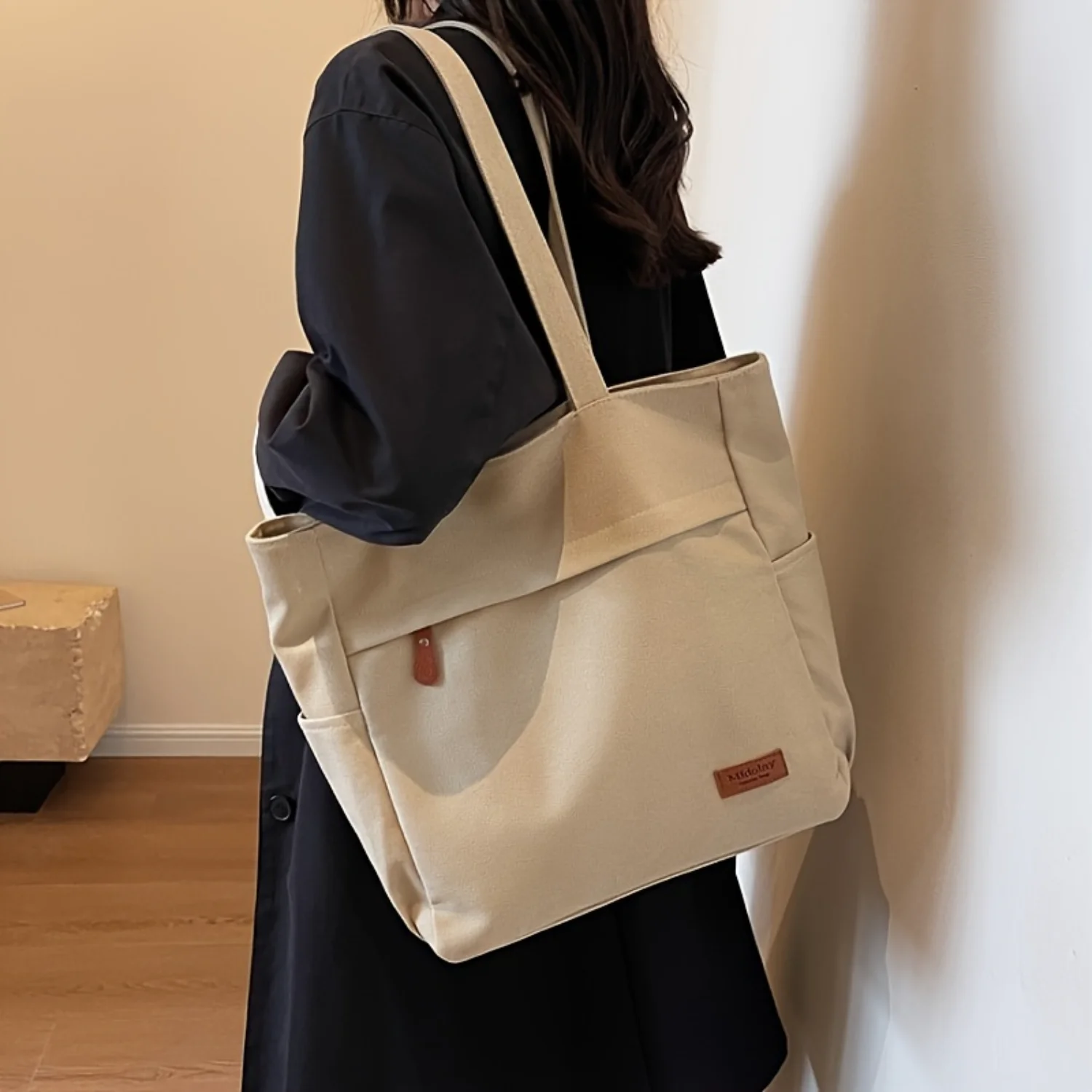 

Tote Bag For Women, Large Capacity, Solid Color, Versatile Shoulder Bag, Casual Fashion Commuter Handbag, With Adjustable Crossb