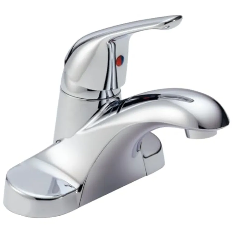 

Foundations Centerset Chrome Bathroom Faucet, 4 Inch 3 Hole Bathroom Sink Faucet for Vanity, Metal Push-Pop Drain Assembly, Chr