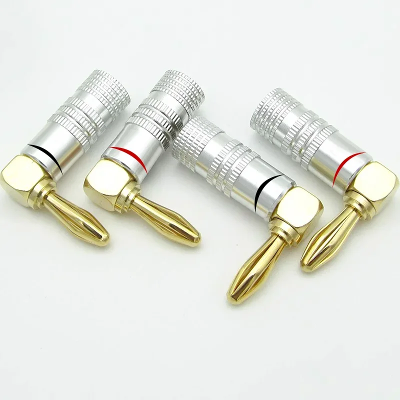 10PCS  4mm Gold-Plated Right Angle 90 Degree Banana Plug Video Speaker Adapter Audio  Banana Connectors