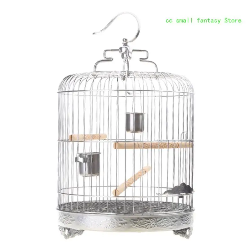 

R3MA 5 Inch Stainless Steel Bird Travel Cage with Stand and Bowls for Parrots