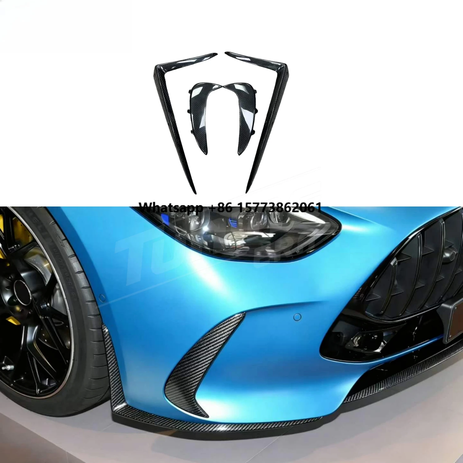 Dry Carbon Fiber OEM Style Front Bumper Corners Vent Trims for  GT63 2024+ C192 Upgrade Conversion Kit