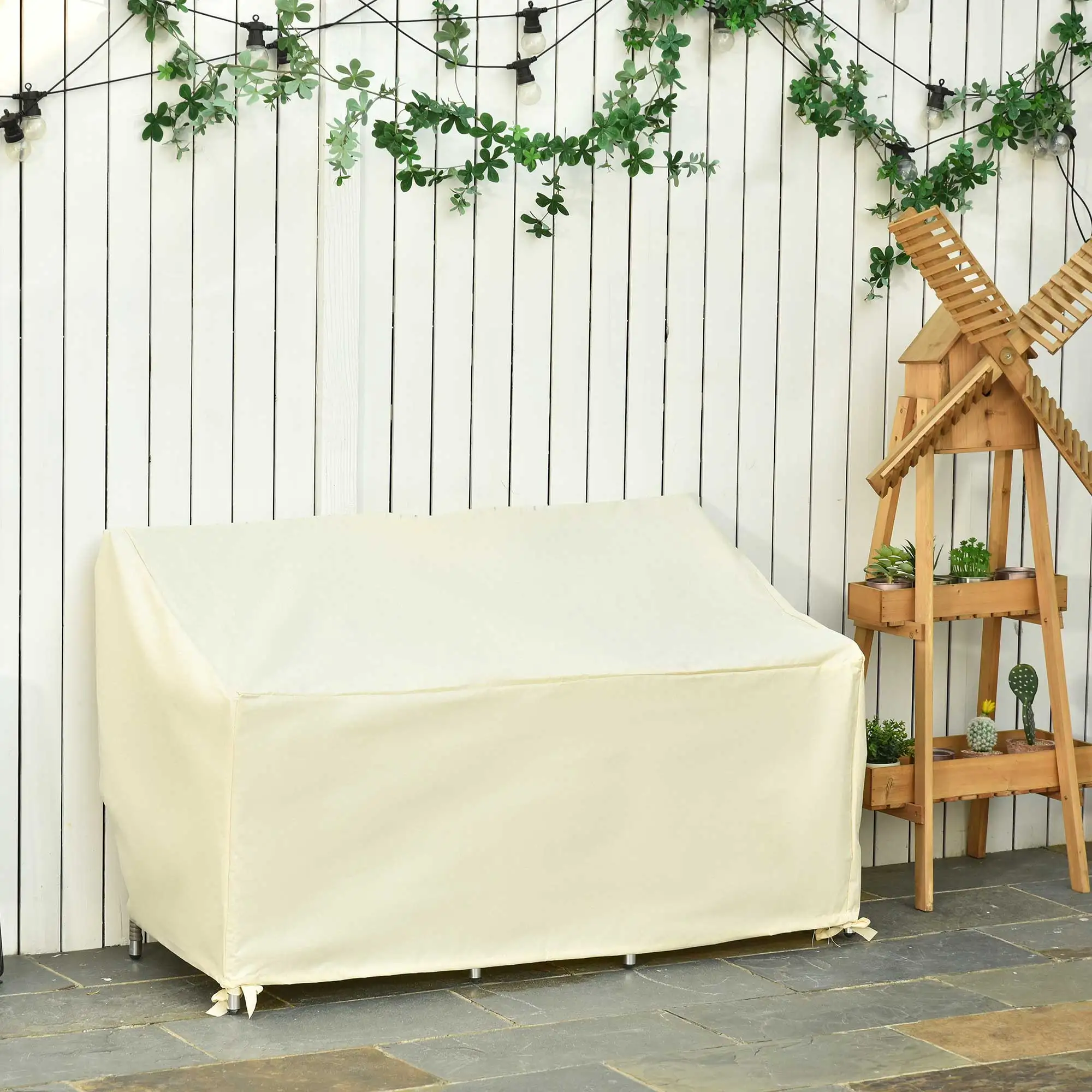 Outsunny 2 seater bench protective cover 140x84x56/94 cm Oxford fabric 600D cream