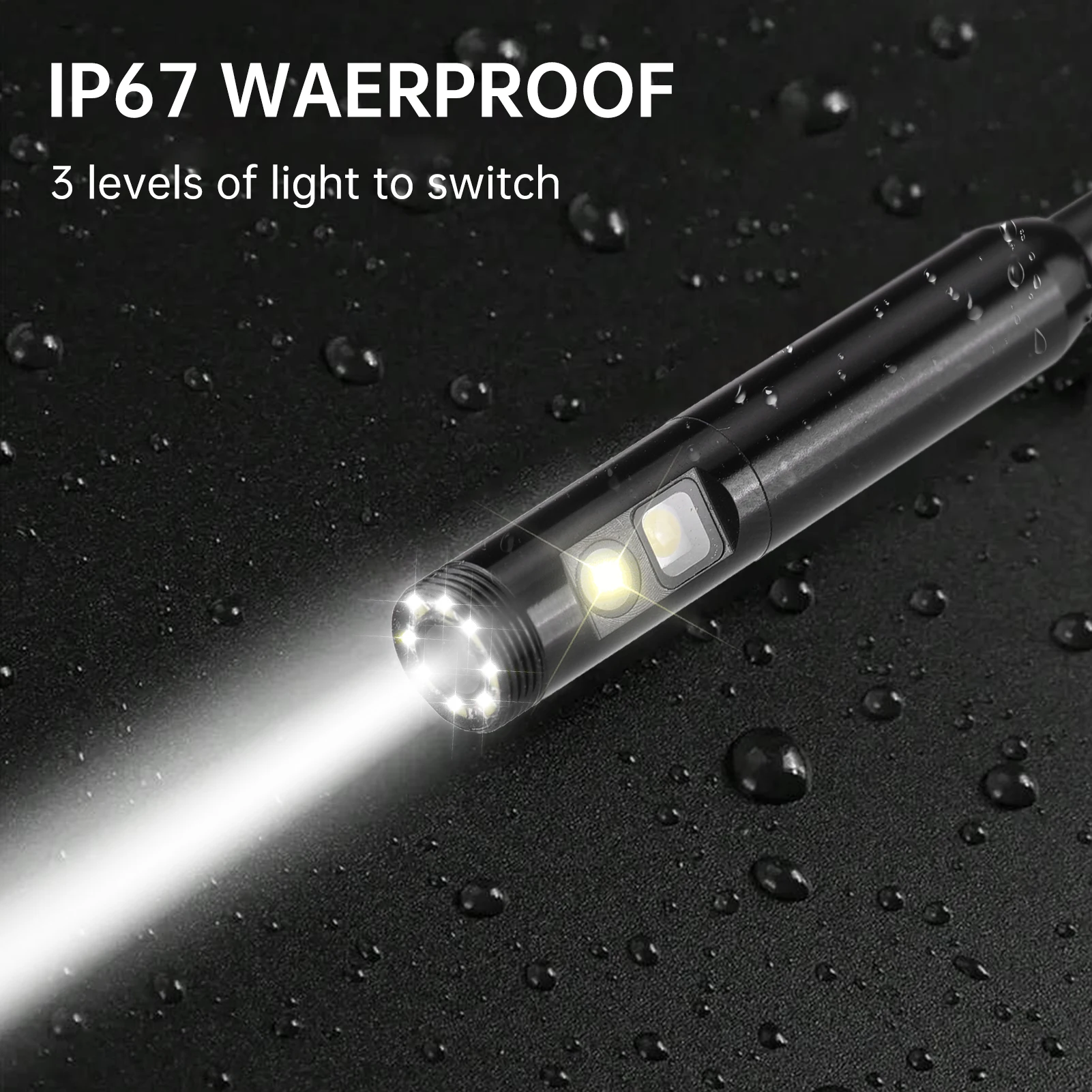 Industrial 1080P Sewer Inspection Camera - Dual Lens 8 LED Lights 4.3" HD IPS Screen 6.5ft Semi-Rigid Cable  for Pipe Endoscope