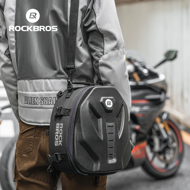 ROCKBROS Local Shipping Motorcycle Bag 12.5L Waterproof Rear Seat Bag Storage Backpacks Shoulder Bag Hard Shell Rain Cover Motorcycle Bags Accessory