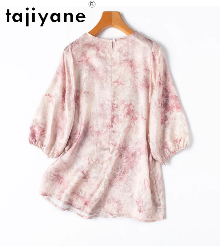 TAJIYANE 100% Mulberry Silk 20 Momme T Shirts for Woman Summer Women Clothing Tops Casuales Loose Fit Womens Топ Женский 2024