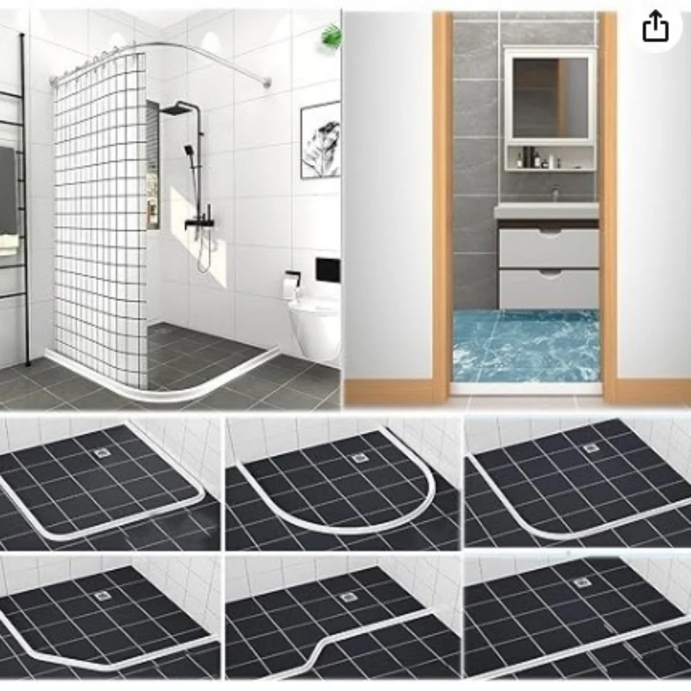 1 قطعة 1 متر/39.37in لتقوم بها بنفسك دش حاجز المياه سيليكون انحناء المياه الاحتفاظ قطاع ل عتبة باب الحمام حاجز الفيضانات #6