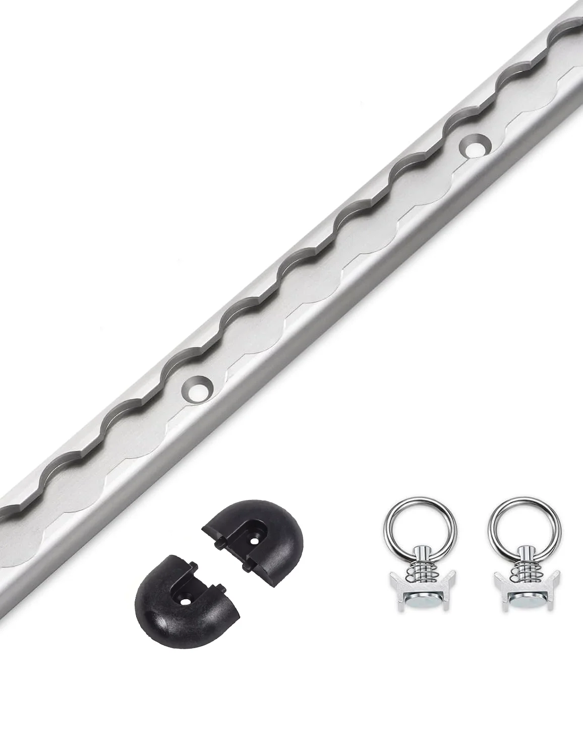 Quick Release Cargo Track System – 500 mm aluminium rail met haken, eindkappen voor camper camper vrachtwagen voertuigbagage vastbinden