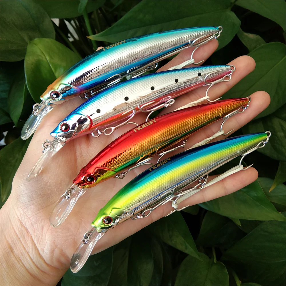 NOEBY 4PCS 110mm 36g Heavy Sinking Minnow Fishing Lures Rolling Wobblers Artificial Hard Baits Jerkbait for Seabass Fishing Lure