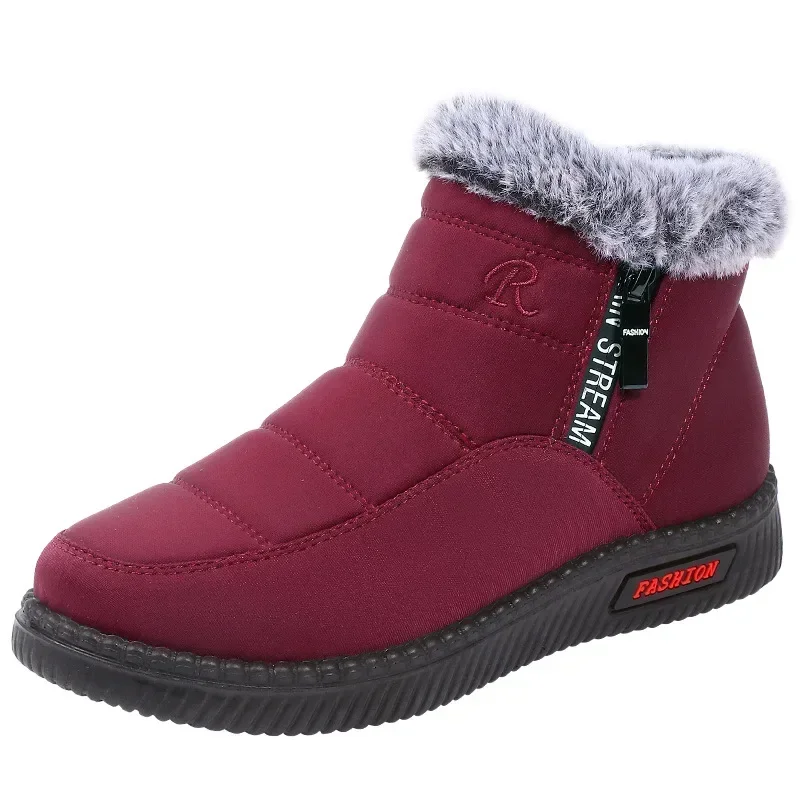 Botas de nieve acolchadas para hombre y mujer, botines antideslizantes, impermeables, resistentes al desgaste, con cremallera lateral, fáciles de poner, 2024