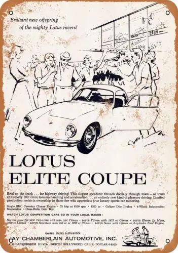 Metal Sign - 1959 Lotus Elite Coupe - Vintage Look Reproduction