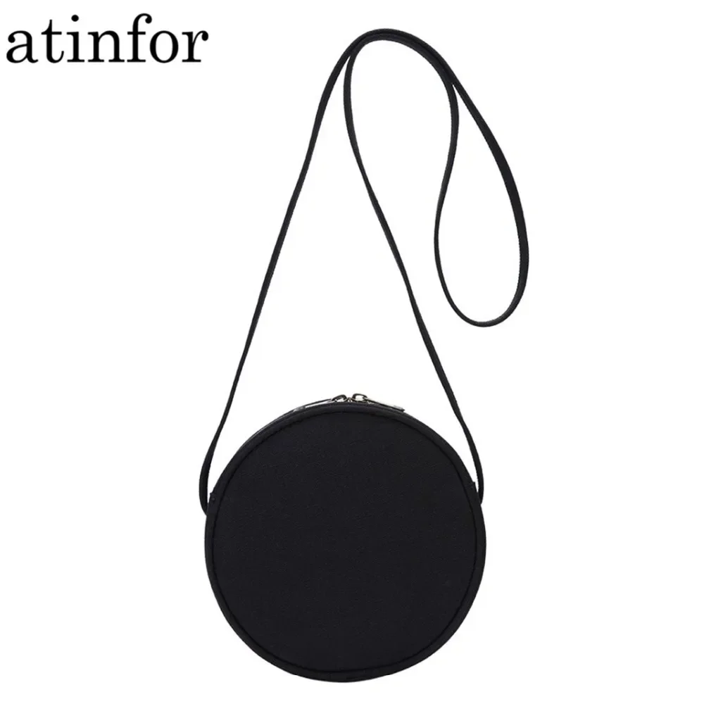 atinfor Eco Cotton Canvas Mini Bag Women Shoulder Bags Round Casual Daily Cross Body Cute Lady Handbags