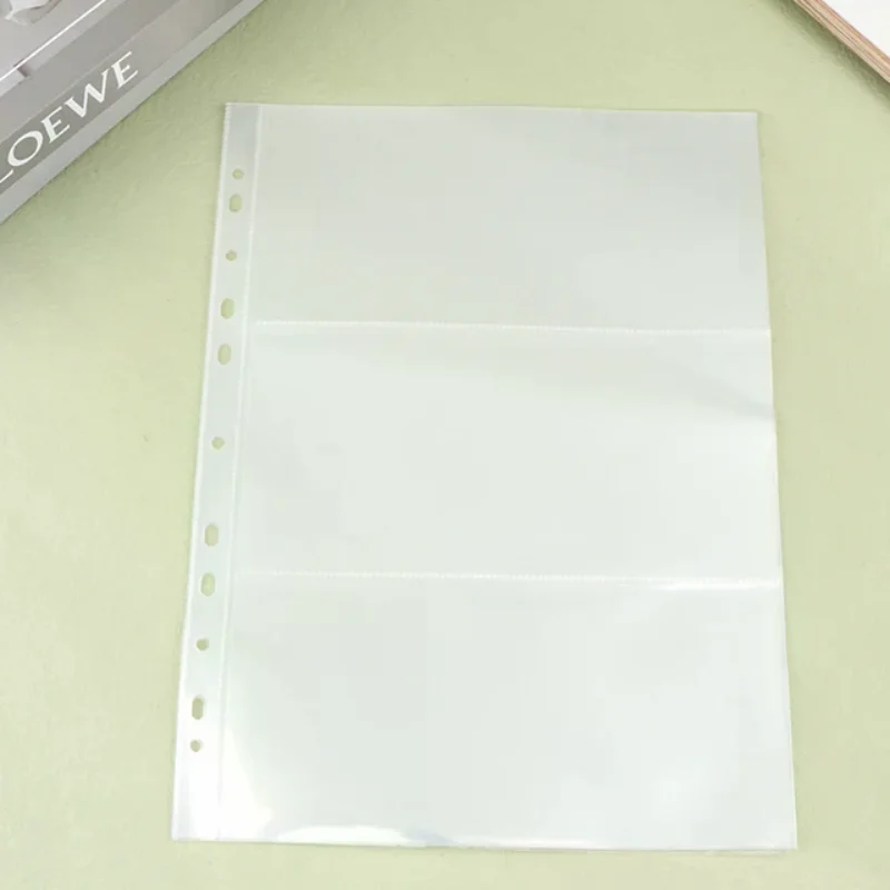 10pcs Loose Leaf Sheet 3-Slot Transparent Banknotes Holder Portable Paper Money Protective Bag Paper Money Collection Album
