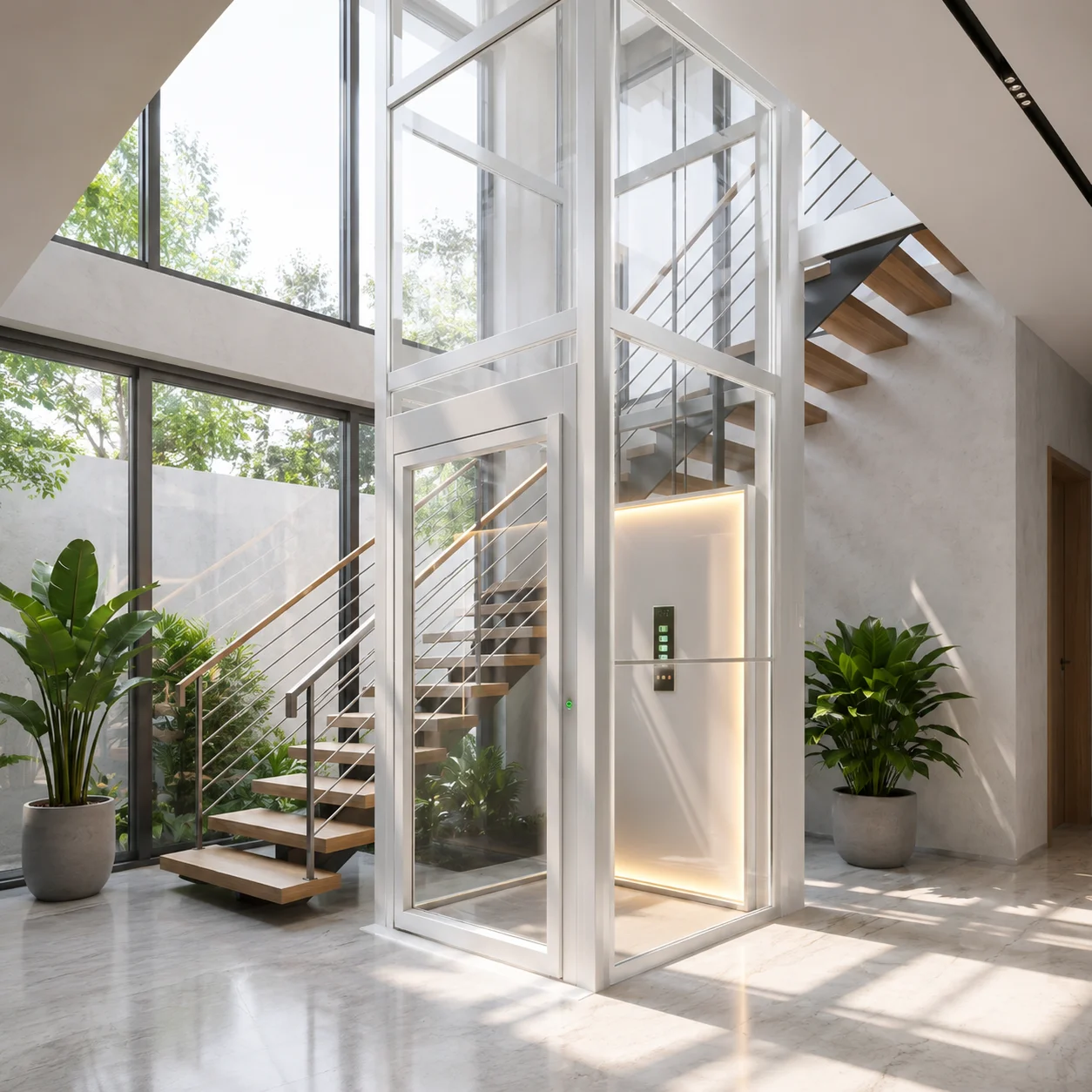 Hotel Passenger Elevator 800kg 8 Stops 1.0m/s Stainless Steel Cabin With Emergency Alarm For Luxury Hotel Apartment Customized