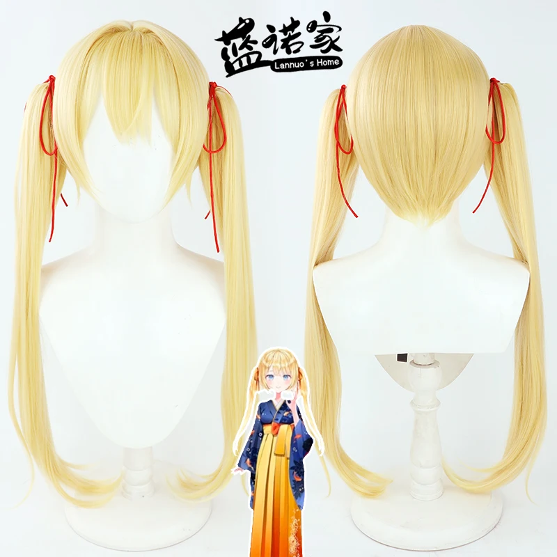 Virtual YouTube Vtuber Amelia Watson Cosplay Wig Halloween Carnival Party Props Synthetic Hair Heat Resistant Fiber + Wig Cap