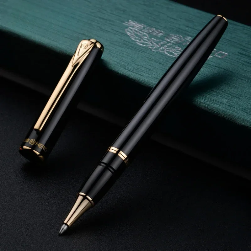 Hot Hot Pattern Hero 1079 Black Metal/Gold Ballpoint Pen Fine 0.5mm Nib Financial Business Ball Pen Stationery Cute Gifts Writi