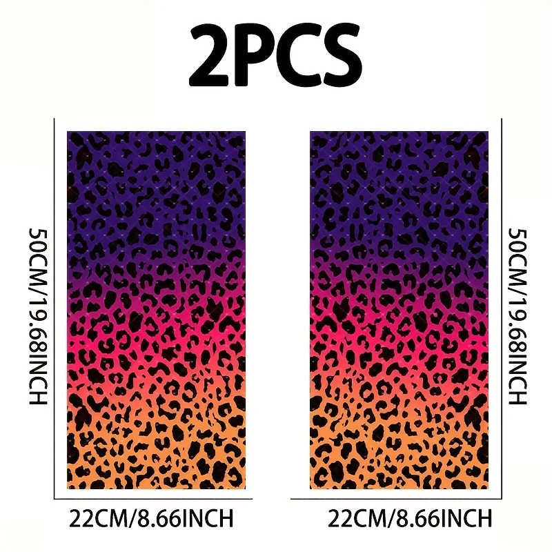 2Pcs/set, rainbow gradual change leopard print car B-pillar sticker; durable, waterproof, scratch-proof, car B-pillar protective