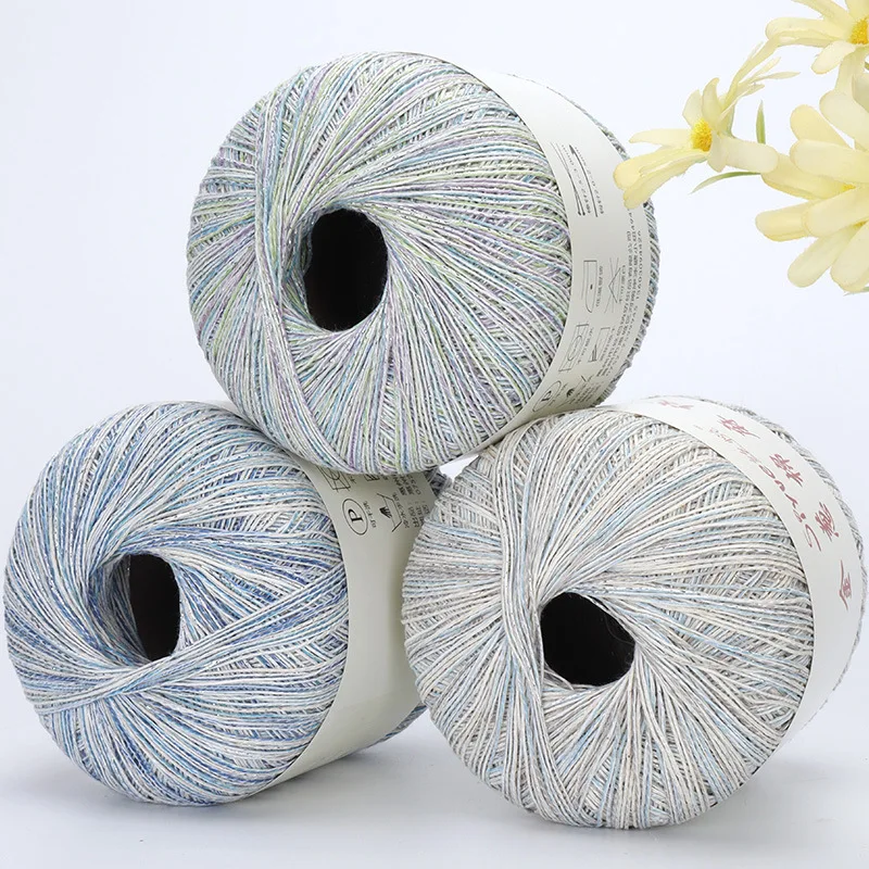 50g Single Strand 0.6MM Cotton And Linen Thread Crochet Knitting Hand-woven Shawl Coat Scarf Material 58% Polyester 18% Cotton