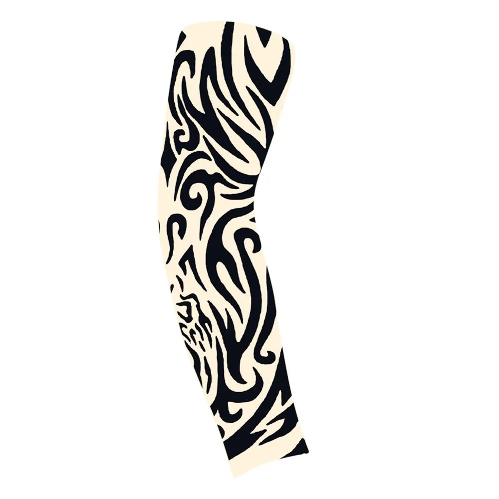 Flower Arm Pattern Flower Arm Tattoo Sleeve Elastic Thin Men Sunscreen Sleeve Sunscreen Breathable Ice Silk Arm Sleeve Outdoor
