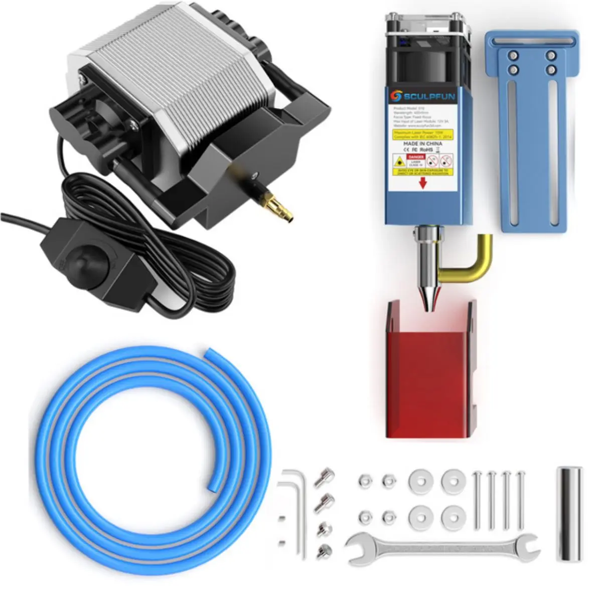 SCULPFUN S10 10 واط وحدة النقش بالليزر شعاع ليزر عالي الكثافة مع 30L/دقيقة ليزر مضخة مساعدة الهواء ضاغط الهواء للنقش #1