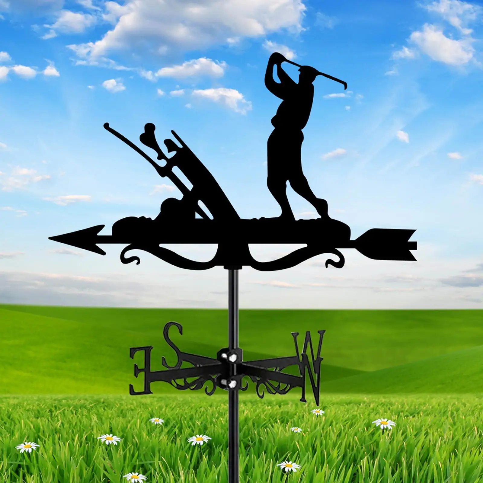 Outdoor Wind Vane Iron Weathercock Roof Mount Weatherproof Garden Decoration for Farmhouse Garage Cupola