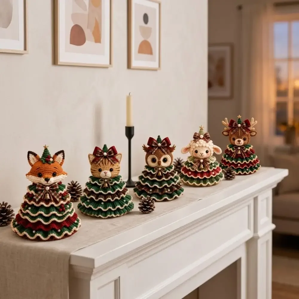 1Pcs Reindeer Christmas Tree Crochet DIY Craft Kit for Beginner Friendly Handmade Christmas Desktop Ornament Holiday Gift