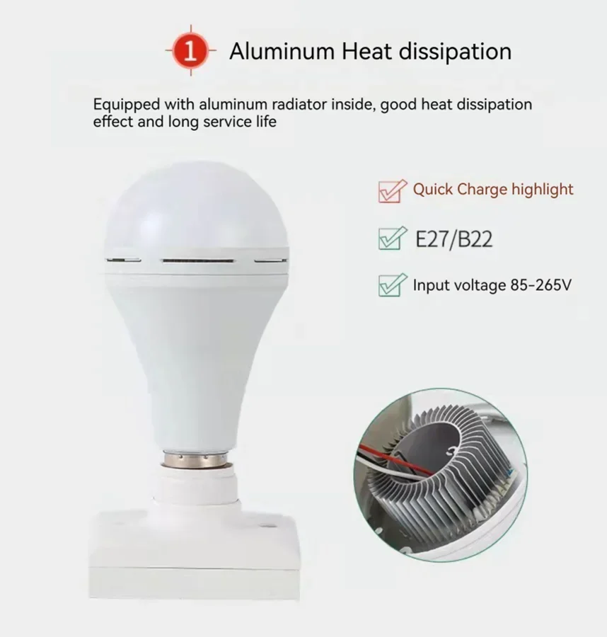 7W/9W/12W/15W LED Notfall Glühbirne Handheld Lade Energiesparende Glühbirne Haushalt stromausfall Notfall Glühbirne