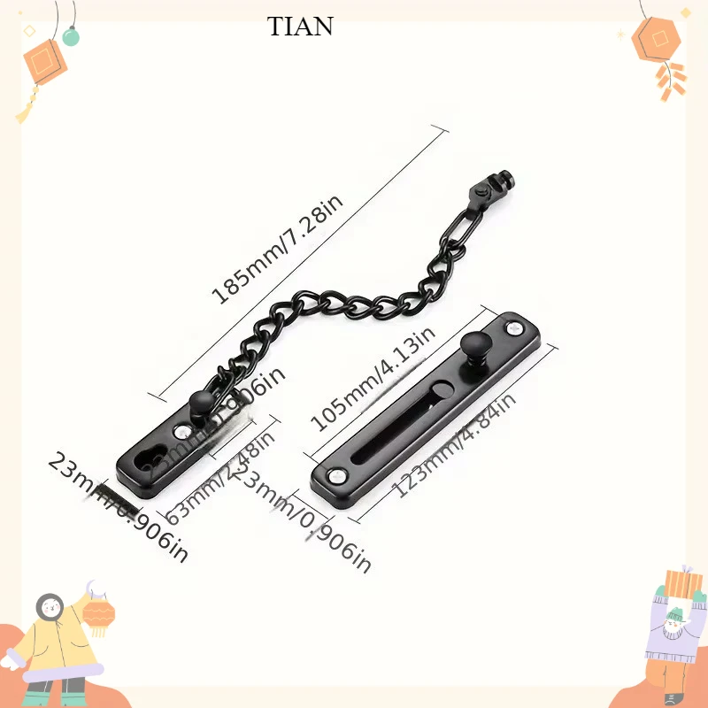Stainless Steel Keys Are Hotlink-proof,Door Chain Lock Security Chain Guard Spring Anti Theft Press Heavy Duty Polished Latch