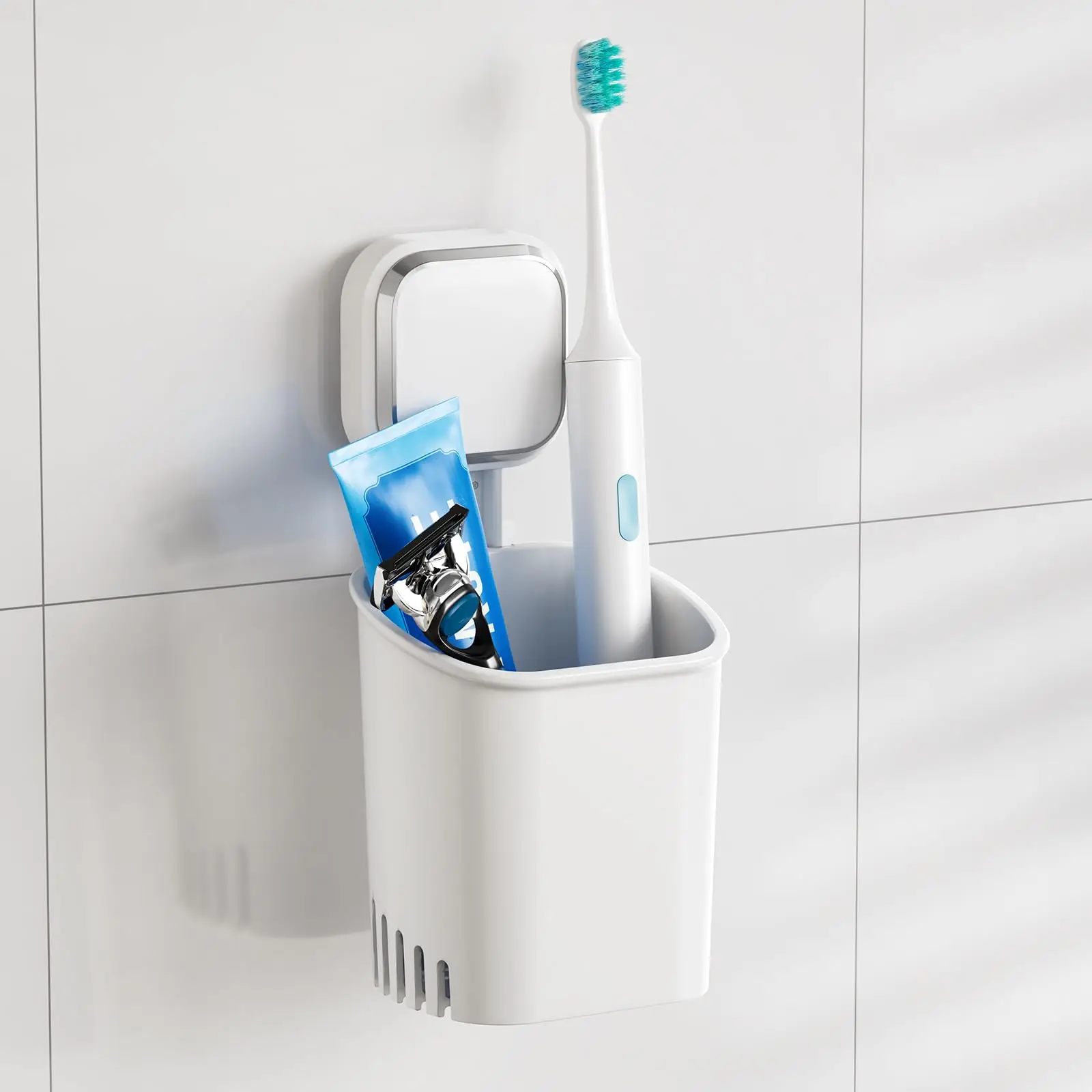 

TAILI Suction Toothbrush Holder for Shower Wall, No Glue! Self-draining or Toothpaste, Toothbrush, Kitchen Tableware Organizer