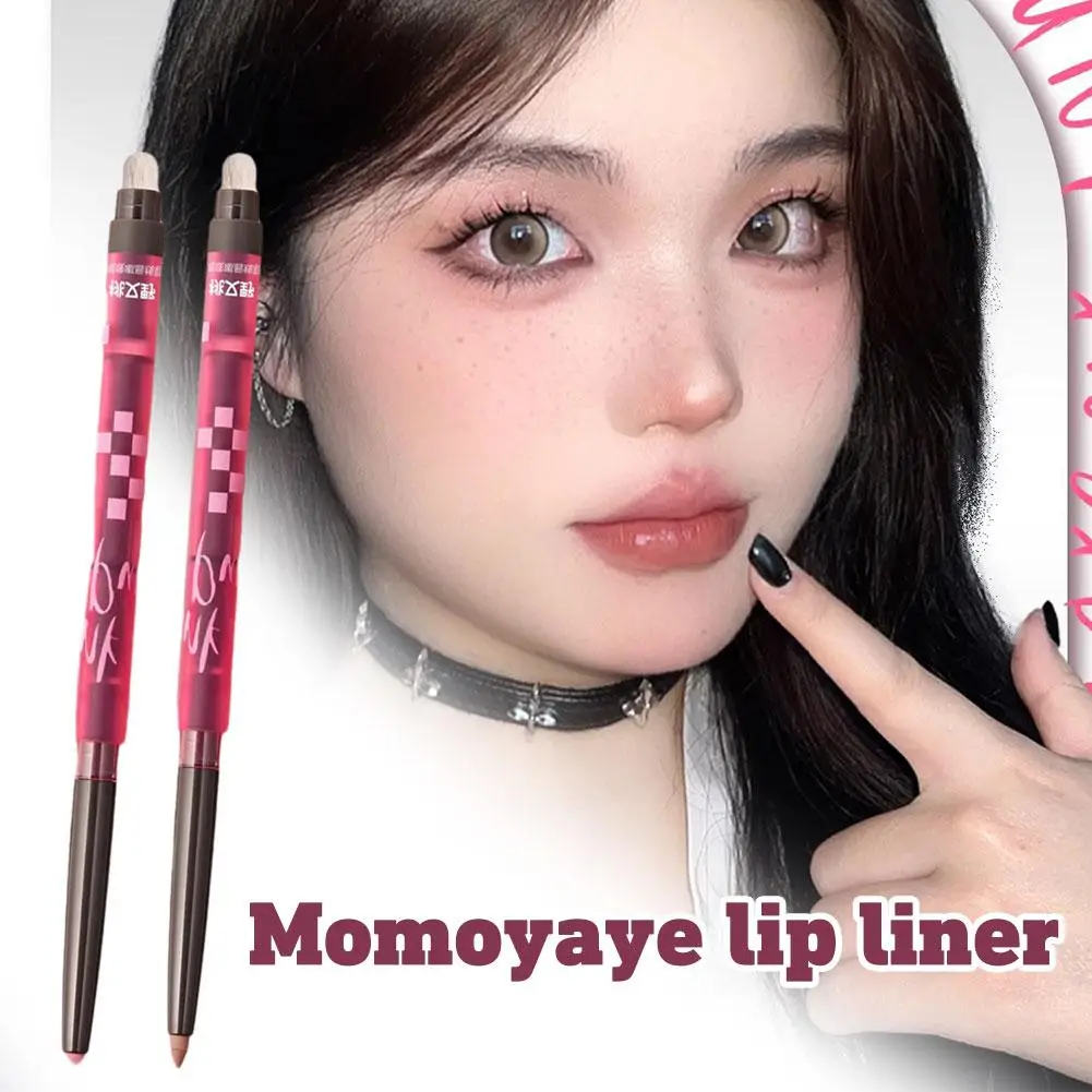 Matter Lipliner mit Lippenpinsel, glatt, rosarot, matt, Lippenstiftstift, langlebig, samtig, antihaftbeschichtet, antihaftbeschichtet, für die Lippenkontur, Make-up