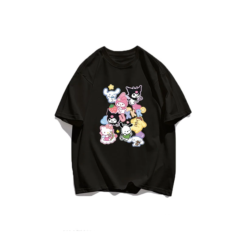 Hello Kitty Loose Casual Plus Size T-shirt Men and Women with The Same New Printing Y2k Tops Women's Street Comfortable Clothes