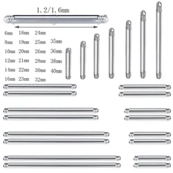 30pcs Surgical Steel shaft Straight Barbell Replacement Accessories Bar Tongue Lip Earring Nipple Barbell Piercing Jewelry Free