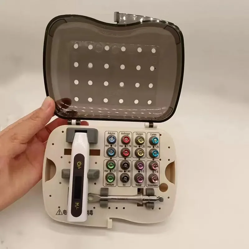 

Electric Dentals Implants Torque Wrench Handpiece Adjustable 10-50Ncm 16 Pcs Screws Hand Drivers