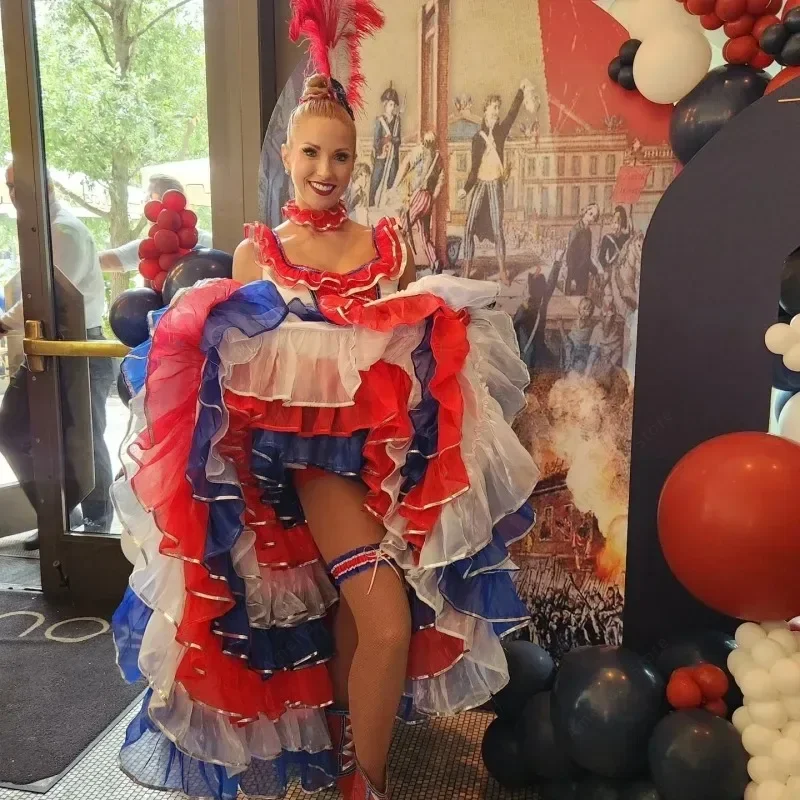 Einzigartiges französisches Damen-Kostüm für Cancan-Tänzer für Erwachsene, Can-Can-Theater, Bühnentanz, Oper-Kostüm, Can-Can-Tänzer-Outfit