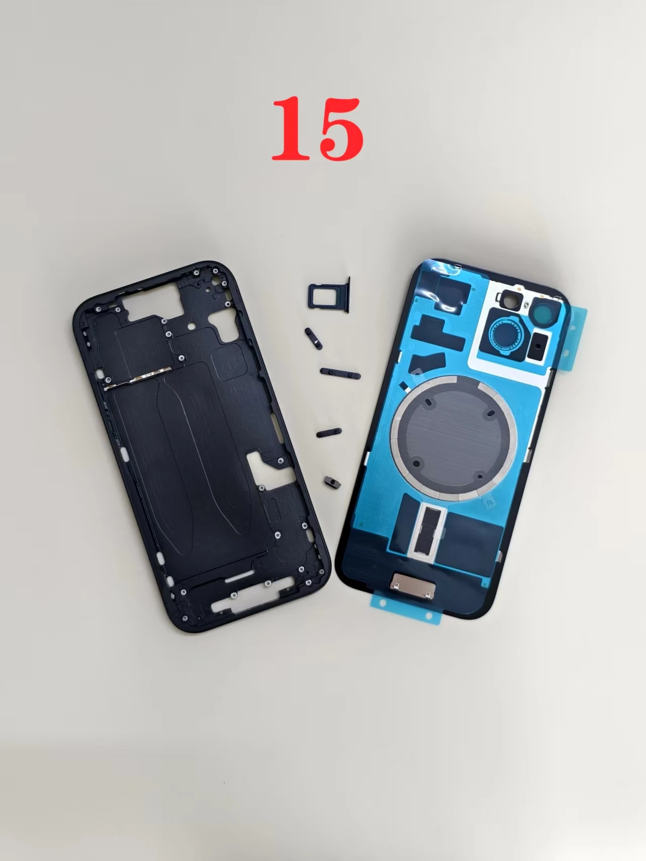 بطارية OEM الإسكان الخلفي آيفون 15 الإسكان الغطاء الخلفي + إطار الهيكل الأوسط + صينية SIM + الجانب مفتاح الإطار الأوسط آيفون 15 #1