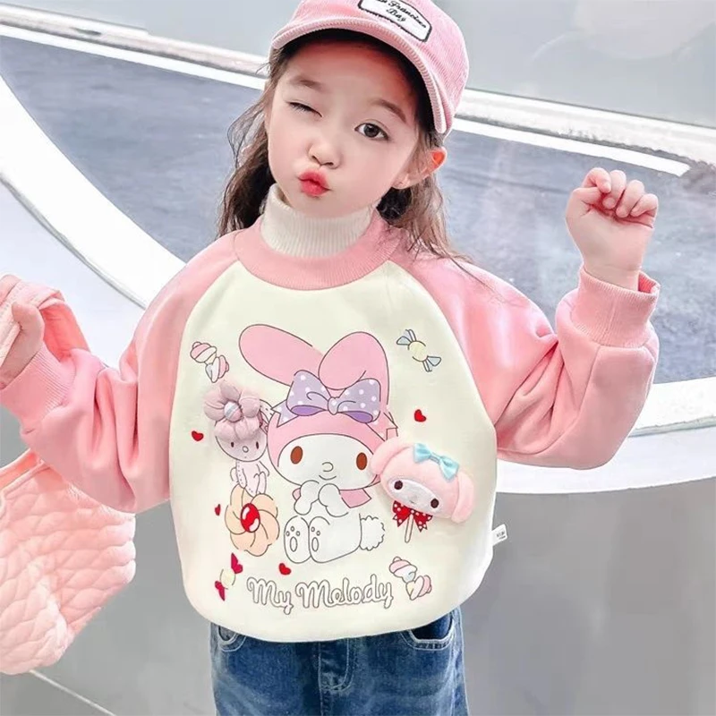 

Girls Kuromi My Melody Hoodie Sanrio Kawaii Anime Autumn Sweet Cute Cartoon Children Fashion Color Clothes Tide Gift for Kids