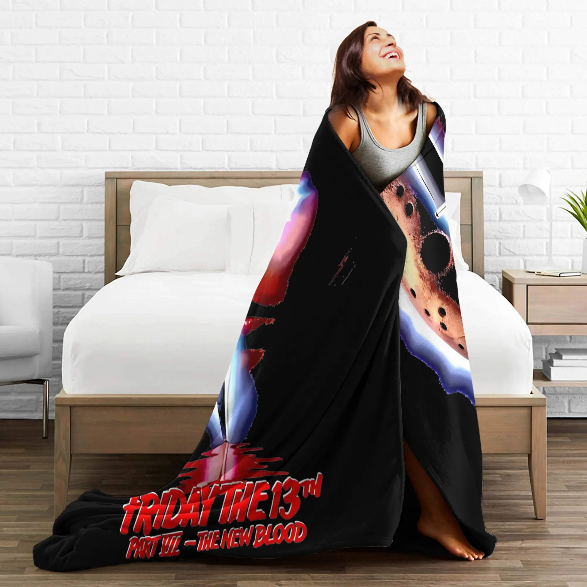الجمعة جيسون فورهيس 13th بطانية الفانيلا الشتاء الرعب مخيف هالوين المحمولة الدافئة رمي بطانية للمكتب