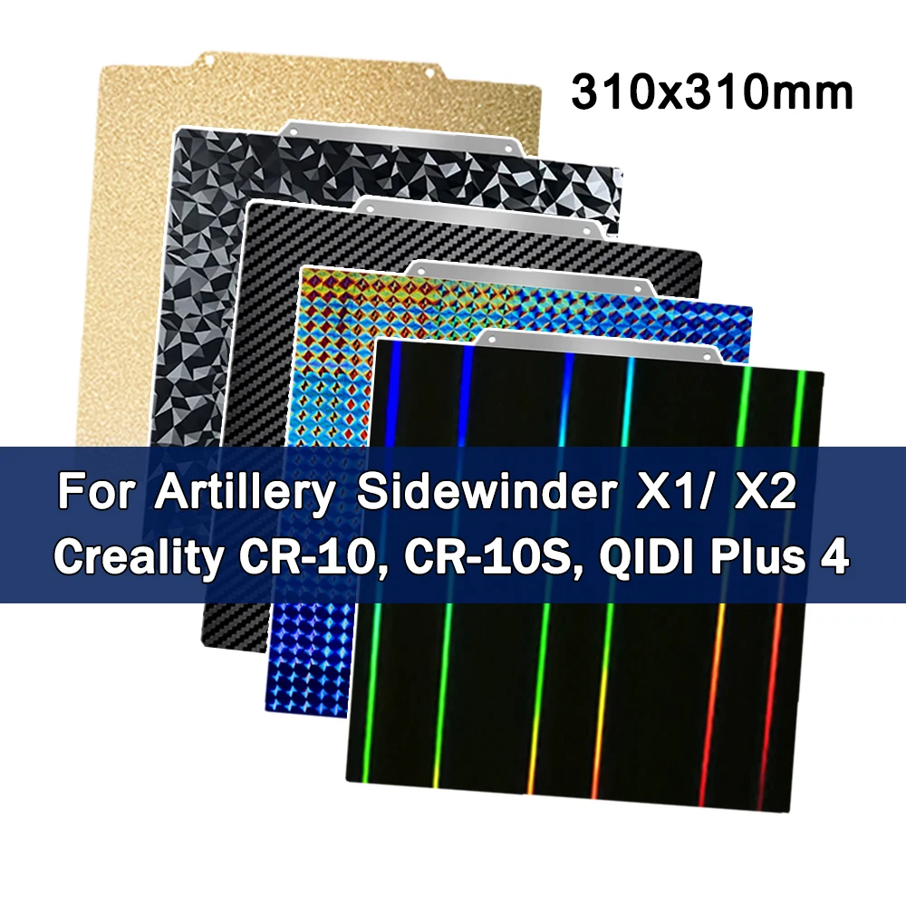

For Artillery Sidewinder X1 X2 Creality CR10 Build Plate For QIDI Plus 4 PEI Sheet 310x310mm Double Sided Printing Flexible Bed