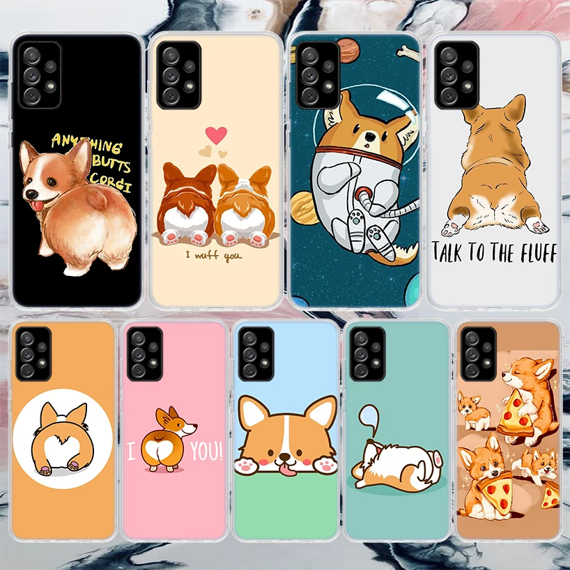 Cartoon Corgi Cute Dog Soft Phone Case For Samsung Galaxy A16 A26 A36 A56 A15 A14 A13 A55 A54 A53 A35 A34 A33 A25 A24 A23 A05S A