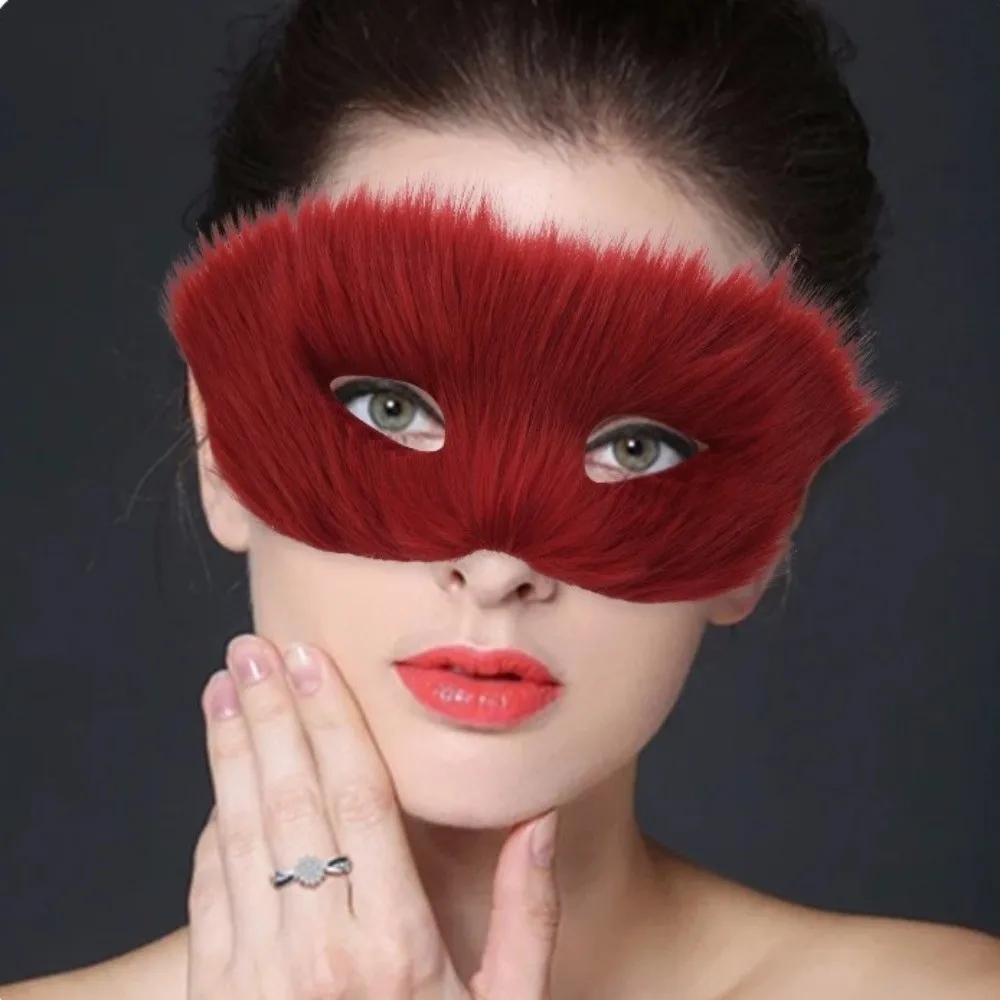 Masque de chat en peluche de dessin animé pour enfants, masque en peluche d'animal Long en fourrure pour Halloween, décoration d'halloween, masque pour les yeux, demi-masque de noël