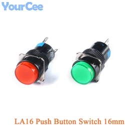 LA16  AL6-A-M AB6/AB6Y-A-M Push Button Switch Round 16mm Self Locking Reset Green Red LED 24V/220V 5Pin 3Pin Power Micro Switch