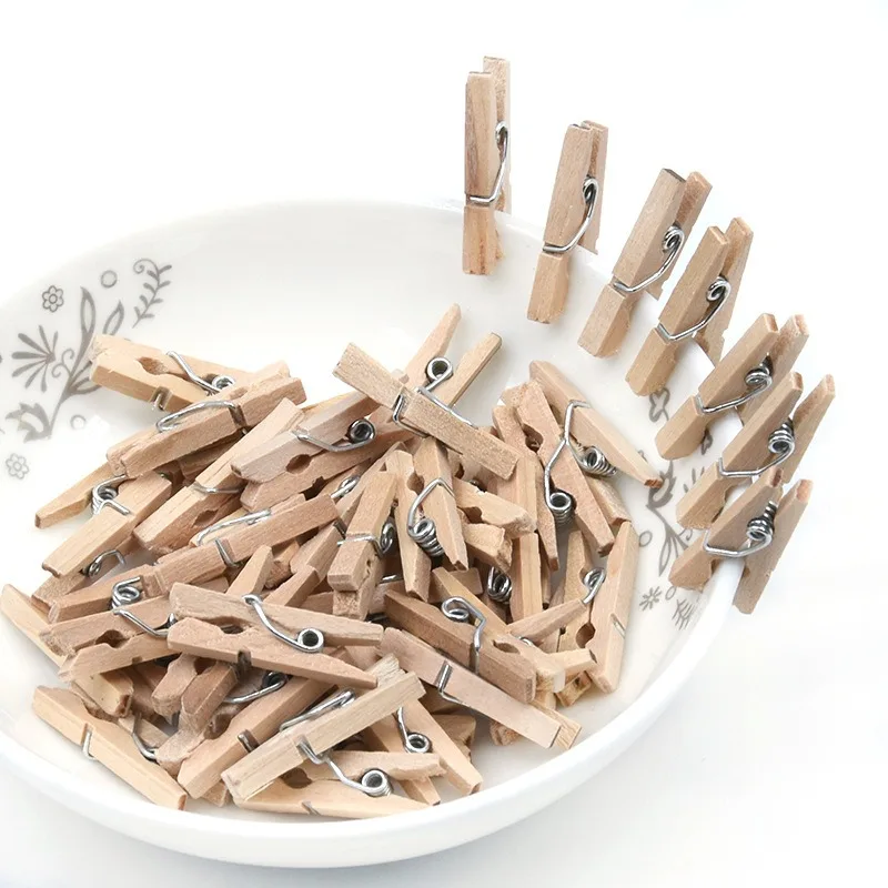 50pcs 25mm 1inch Wooden Clothespins Pegs Mini Photo Clips Pins Perfect For Vintage Wedding Tables Decorations Wood DIY Crafts