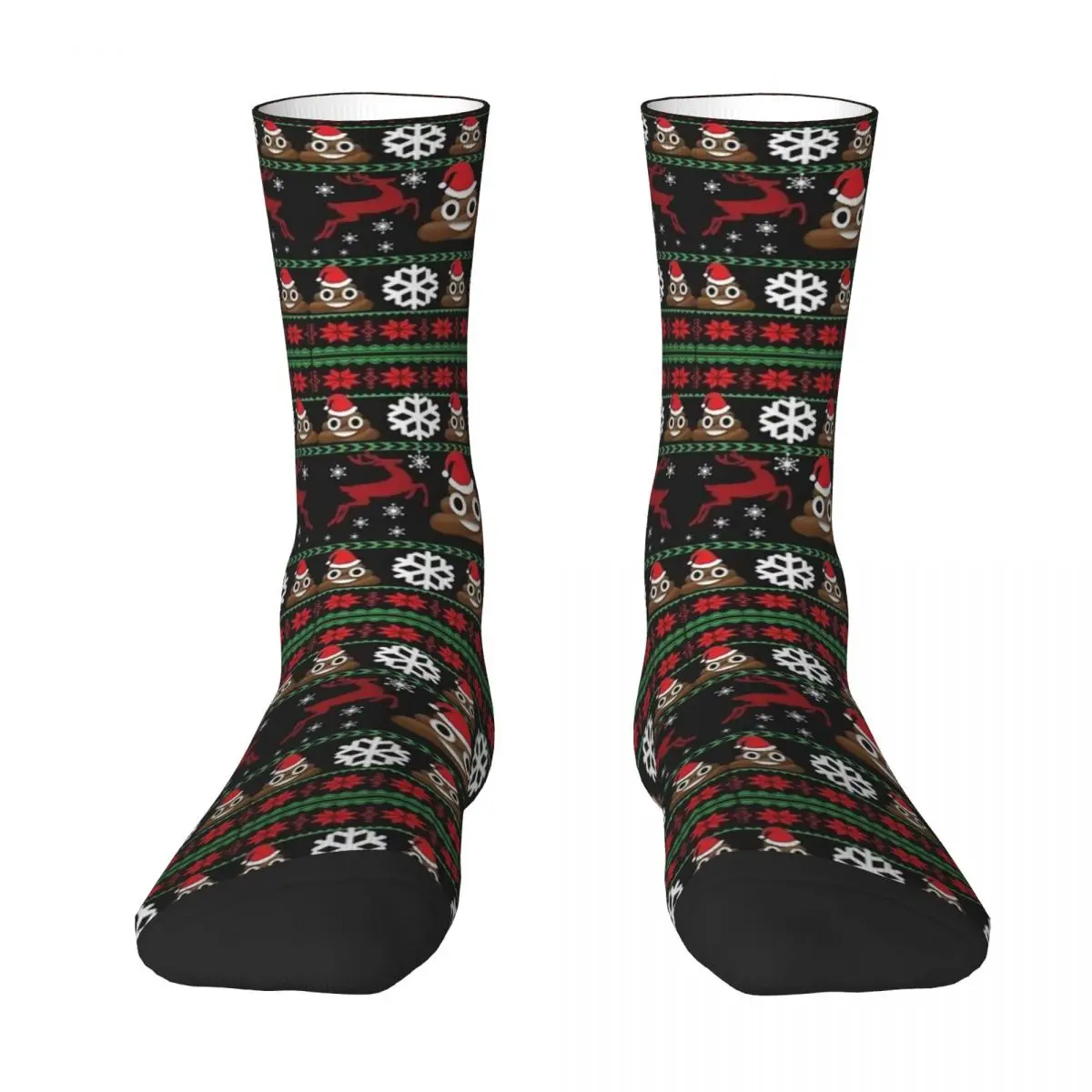 Funny Poop Christmas Gifts Ugly Funny Christmas Socks Funny Stockings Women Men Soft Cycling Socks Winter Printed Non Slip Socks