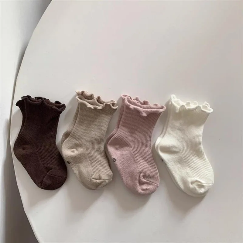 5 Pairs/Lot MILANCEL New Spring Baby Socks Kids Cute Solid Color In Tube Socks Children Girls Socks