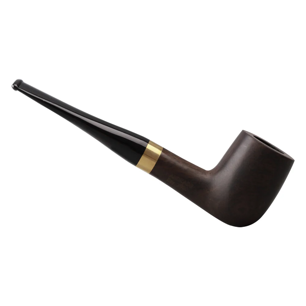 JIBILL classic straight handle billiard pipe sandalwood tobacco pipe set metal decorative ring 9mm pipe channel with clean set