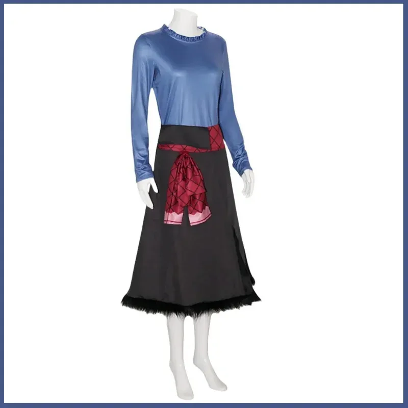 CyNew 애니메이션 스파이스 앤 울프 홀로 코스프레 의상 가발 블루 탑스 유니폼 스커트 성인 여성 할로윈 가장무도회 복장