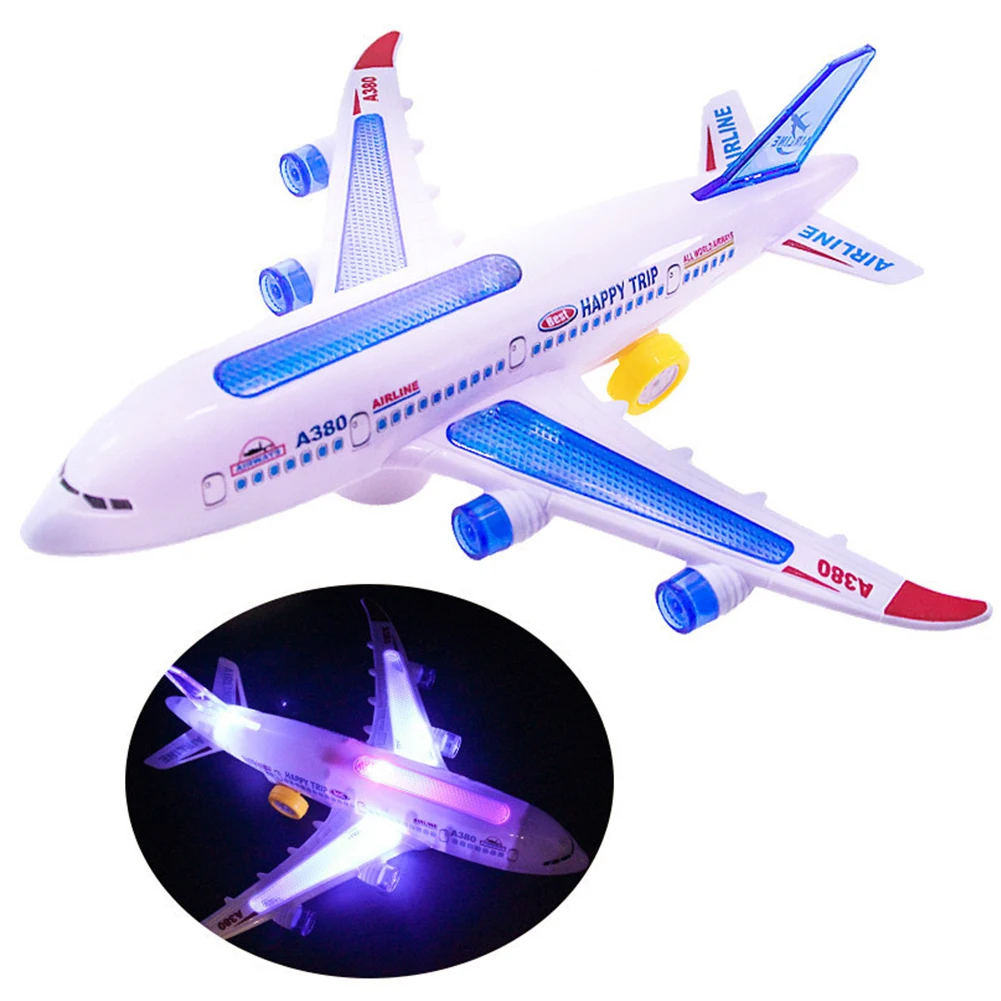 Colorful Light Music Airplane Electronic Universal Mechanical Gear Model Plane Universal Toy for Children Gift