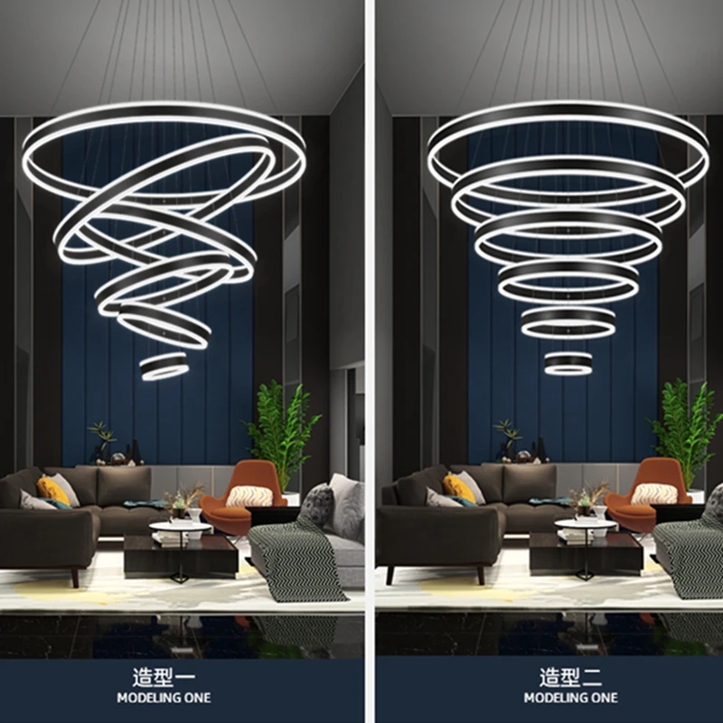 Imagem -02 - Acrílico Led Ring Chandelier For Living Room Lâmpada de Anel Personalizada Arte Minimalista Moderna Personalidade Net Red Villa Loft