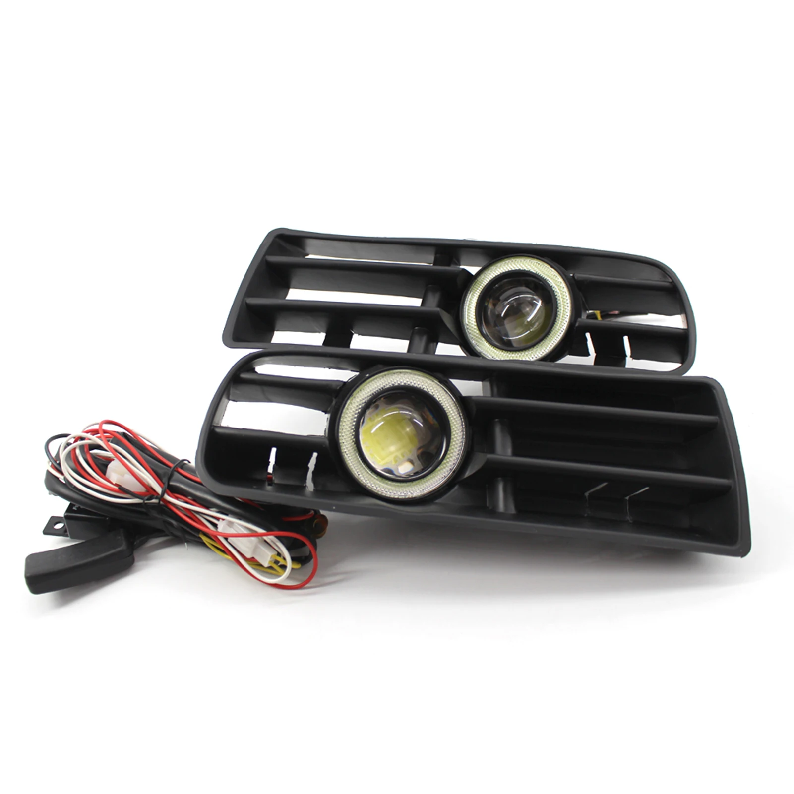 1 Pair Car Auto White Fog Light Front Bumper Grilles Replacement For VW Golf MK4 1998-2004 Angel Eyes Lamp LED Running Fog Light