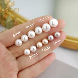 Ashiqi-925 Sterling Silver Pearl Stud Earrings para Mulheres, 100% Genuine Natural Freshwater Jewelry, Presentes da Moda, Tendência Coreana